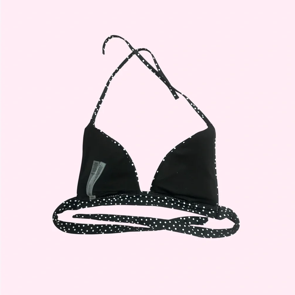 Black Polka Dot Victorias Secret Triangle Bikini Top - Picture 2 of 3